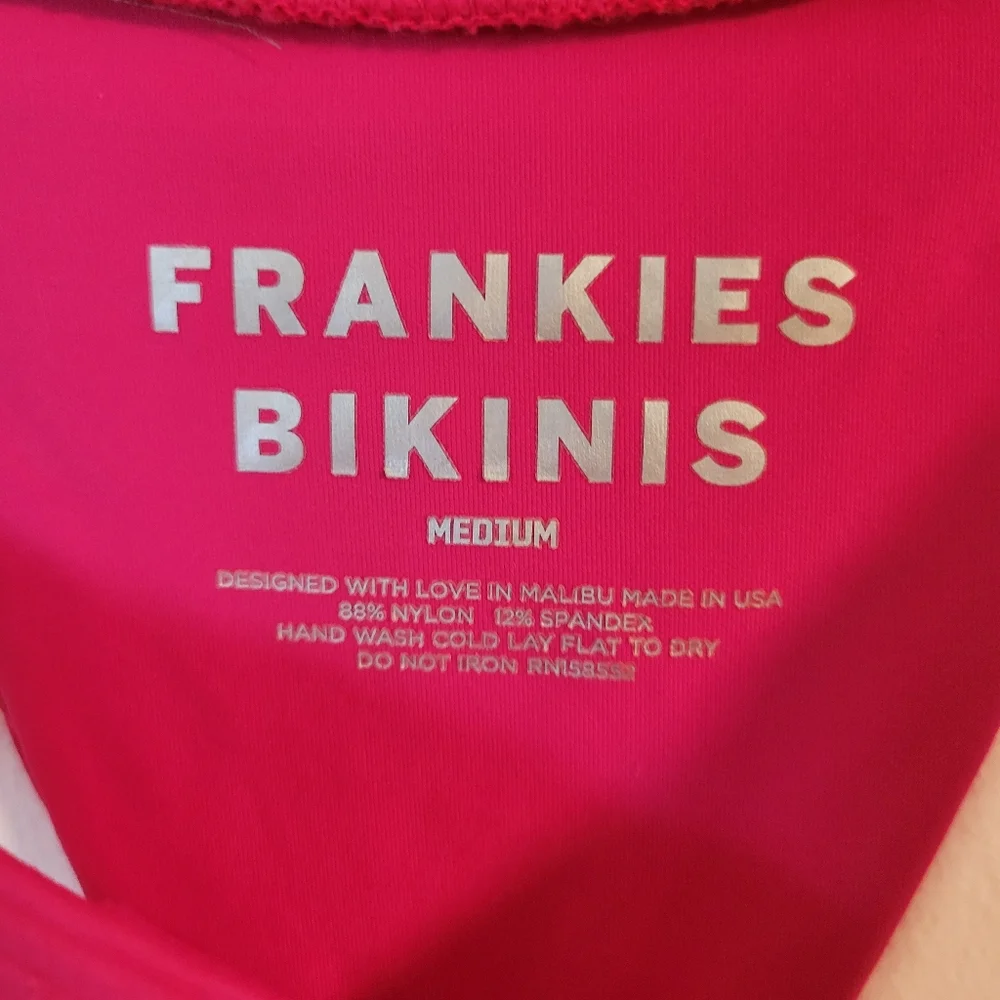Frankie's Bikinis Hot Pink Ribbed V-Front Medium Bikini Bottom